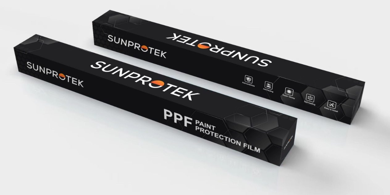 SunProtek paint protection film rolls in their factory packaging
